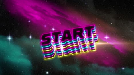 start text against space in background