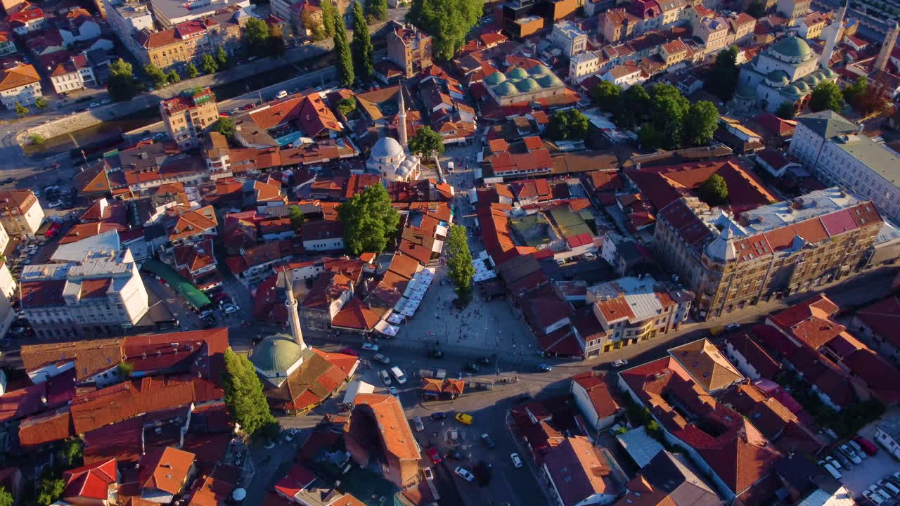 Bird's Eye View Of Sarajevo Capital of Bosnia and Herzegovina During Daytime - drone shot