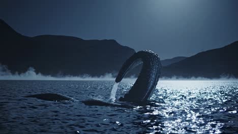 mythical sea creature at night