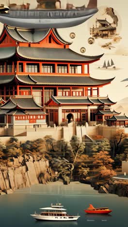 historic temple amid mountains, highlighting traditional design