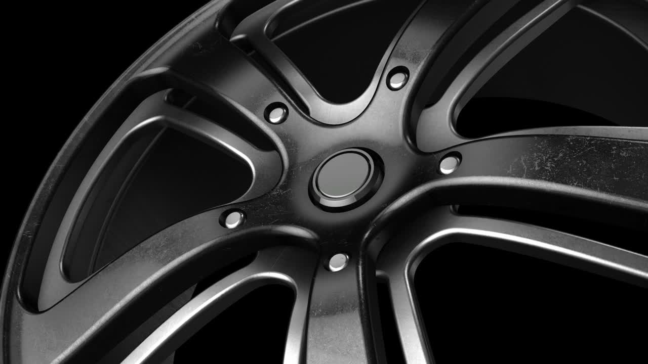 el borde del metal negro grunge animación de bucle de rotación de cerca - con el canal alfa 4k