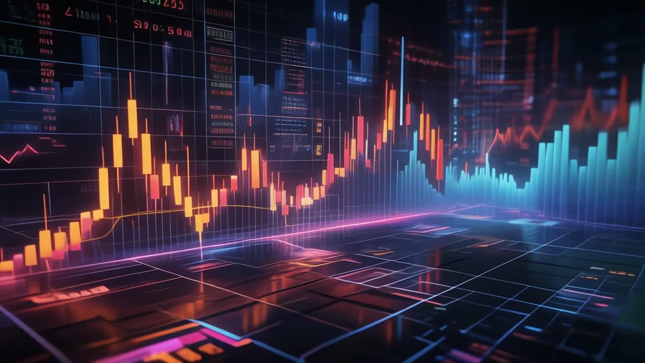 Display Digitale Futuristico di Dati Finanziari di Borsa