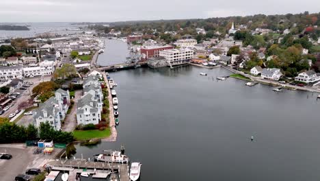 mystic connecticut aerial over bridge in town