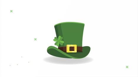feliz tarjeta del día de san patricio con leprechaun tophat y trébol