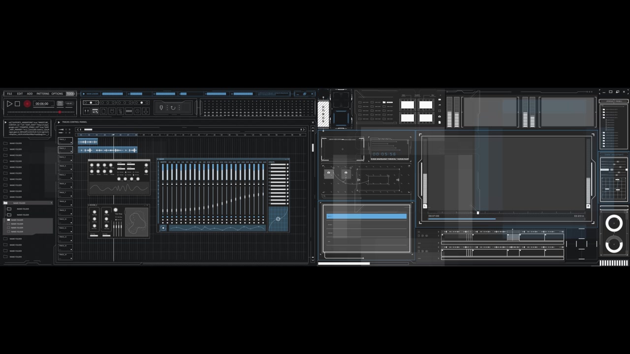 Animated Futuristic HUD User Interface with Digital Data Elements