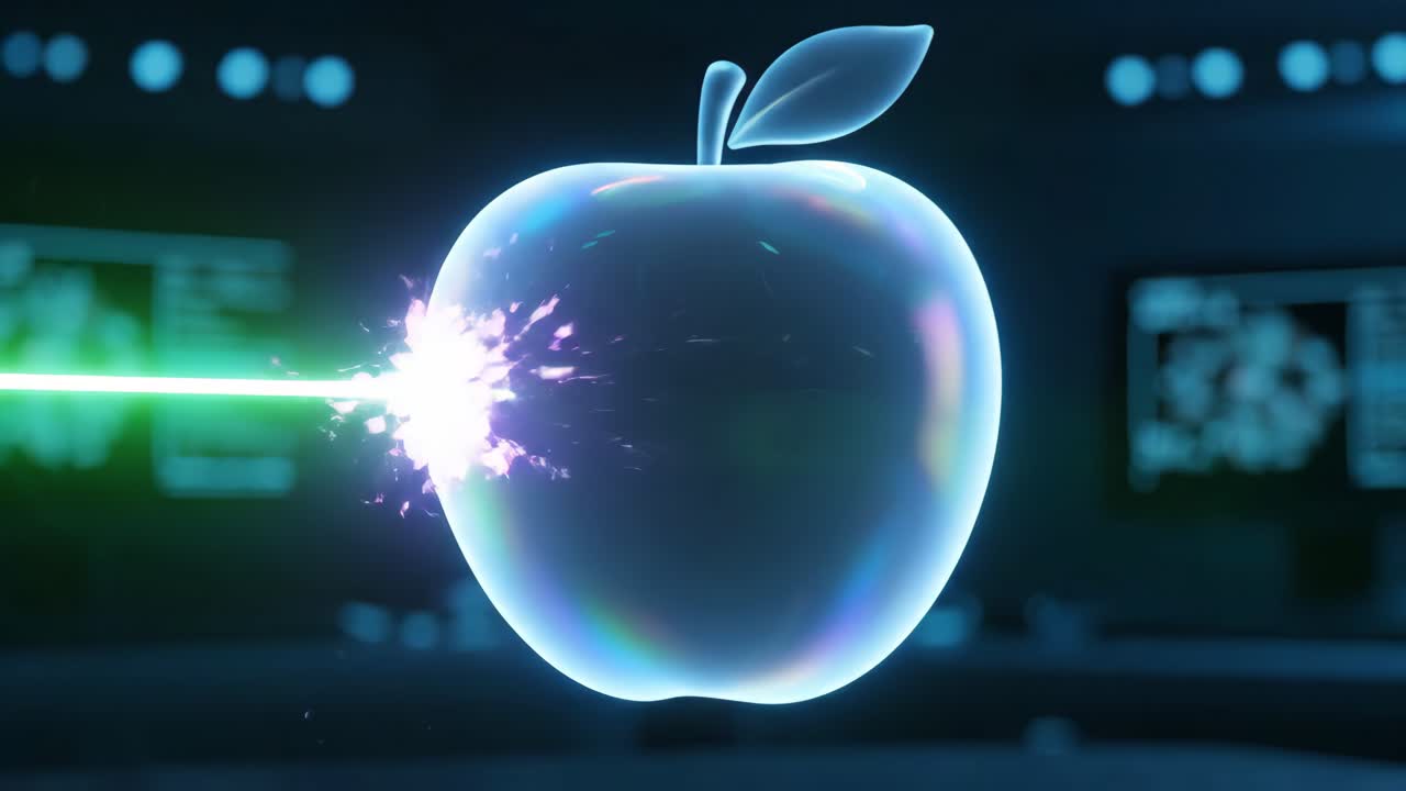 Fractured Crystal Apple with Laser