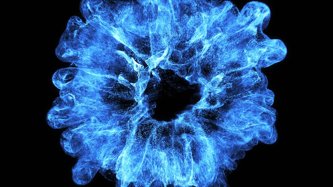 Esplosione di Energia di Particelle Blu Astratte su Sfondo Nero