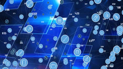 Animation-of-network-of-connections-with-digital-icons