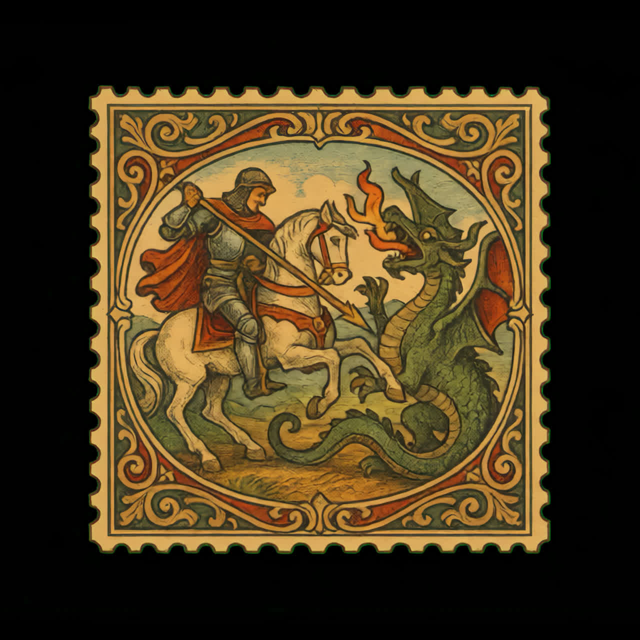 Medieval knight battling dragon animation isolated asset, transparent 4K video, alpha channel