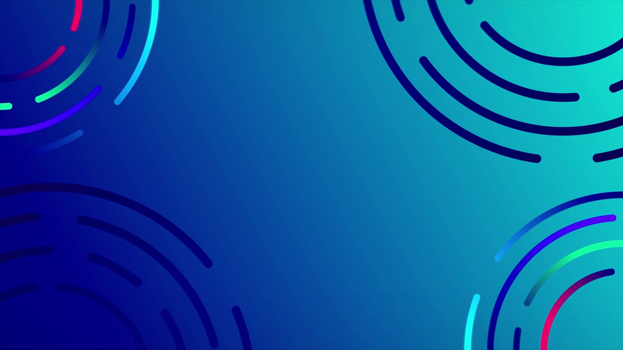 Dynamic Blue Gradient Background with Looping Colorful Dashed Circles