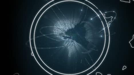 animation of network of connections and spinning globe on black background