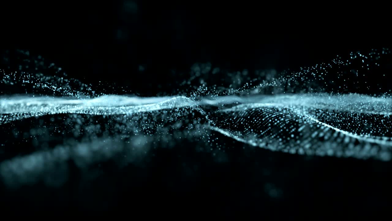 Digital wave particles form for digital background. Blue waves with light showing through