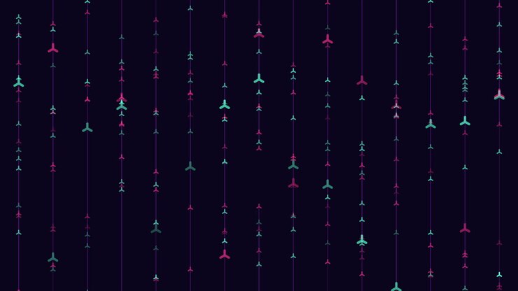 Dazzling pattern of arrows confidently navigate a dark background
