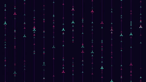 Dazzling pattern of arrows confidently navigate a dark background