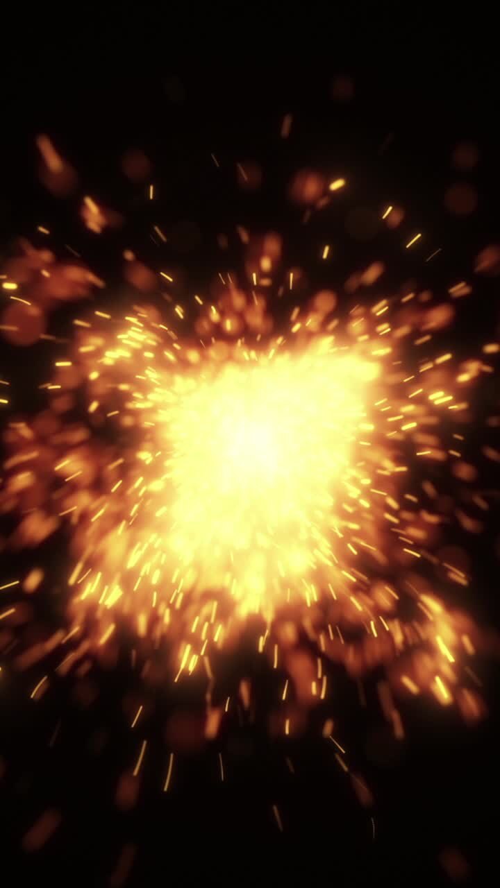 Bright Golden Sparks Bursting on Dark Background