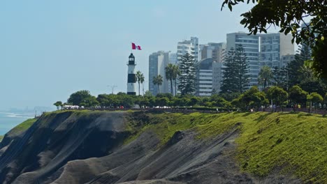 faro de la marina lighthouse in miraflores district of lima, peru. sunny day