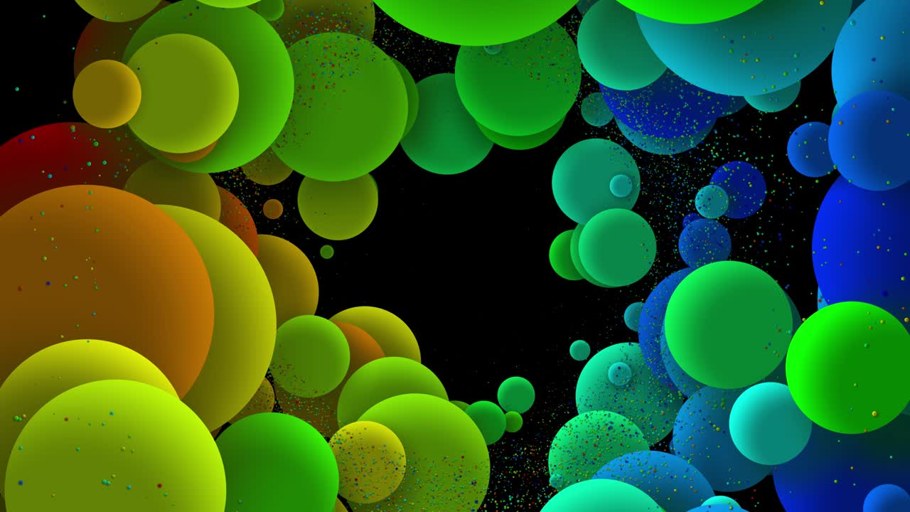 4k Abstract colored background from spheres of different sizes