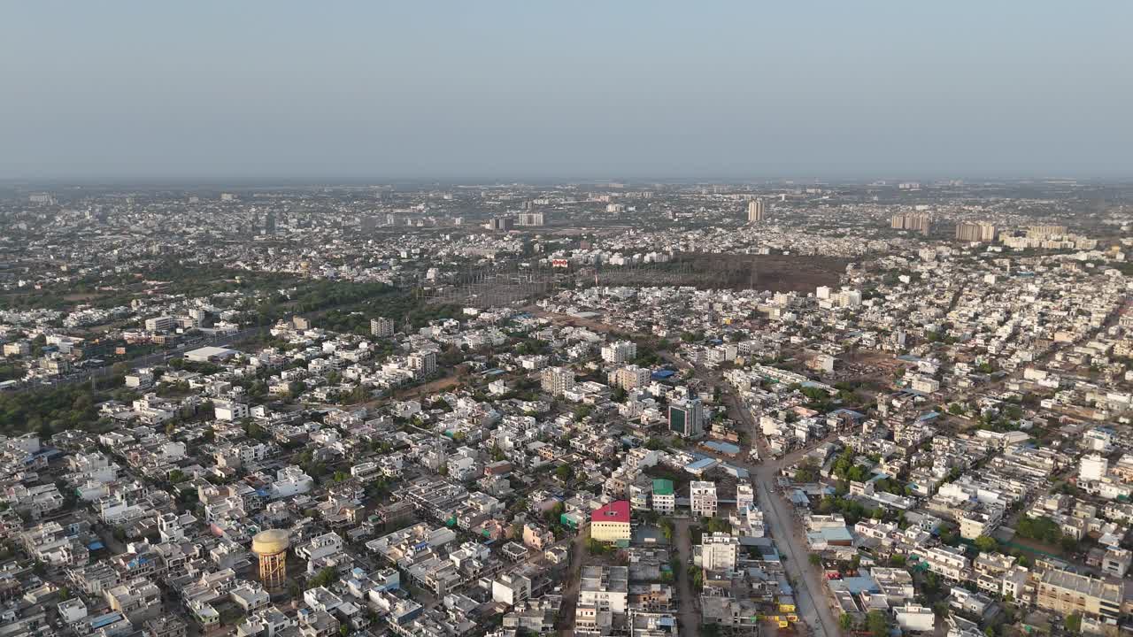 High-angle shot of Jaipur's densely packed urban core.