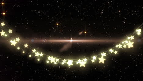 animation of glowing strings of fairy lights and glittering stars