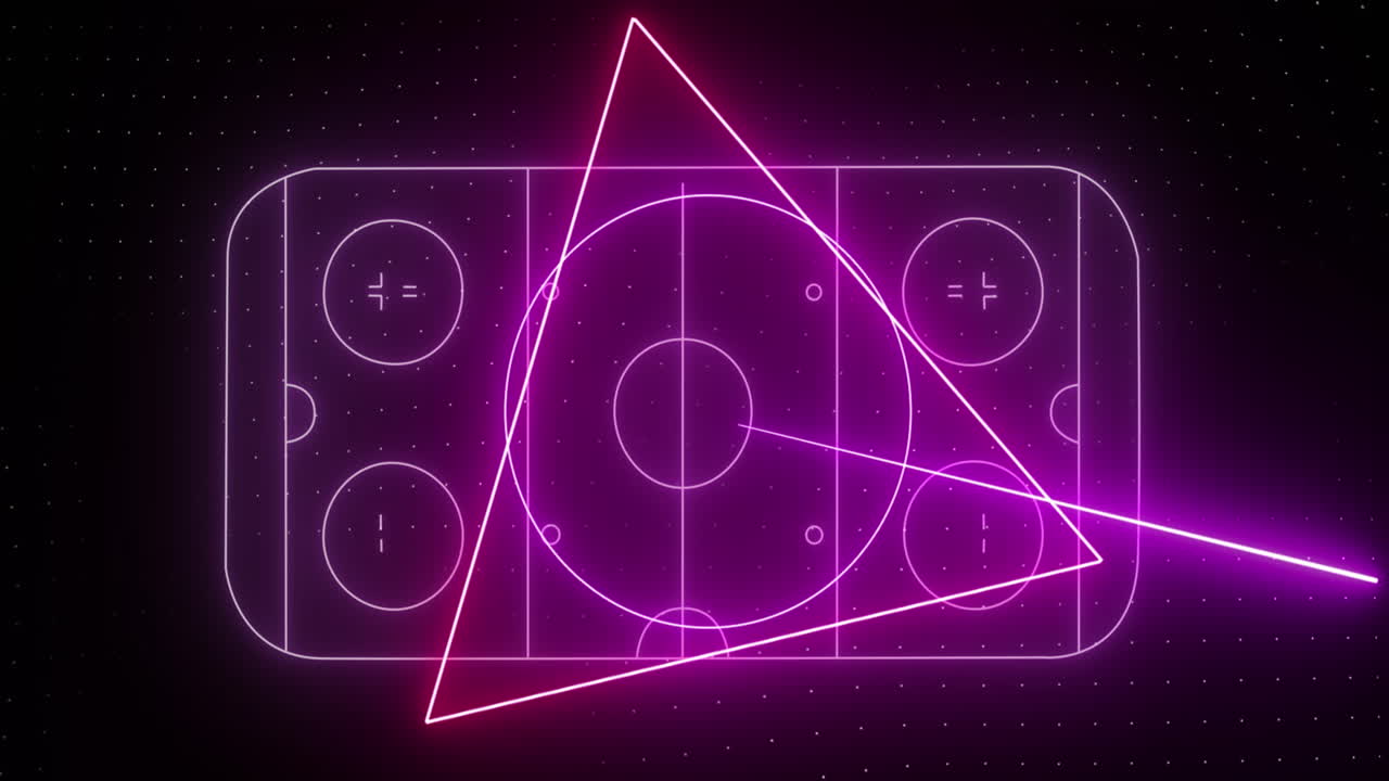 Animation of purple ice hockey rink and data processing
