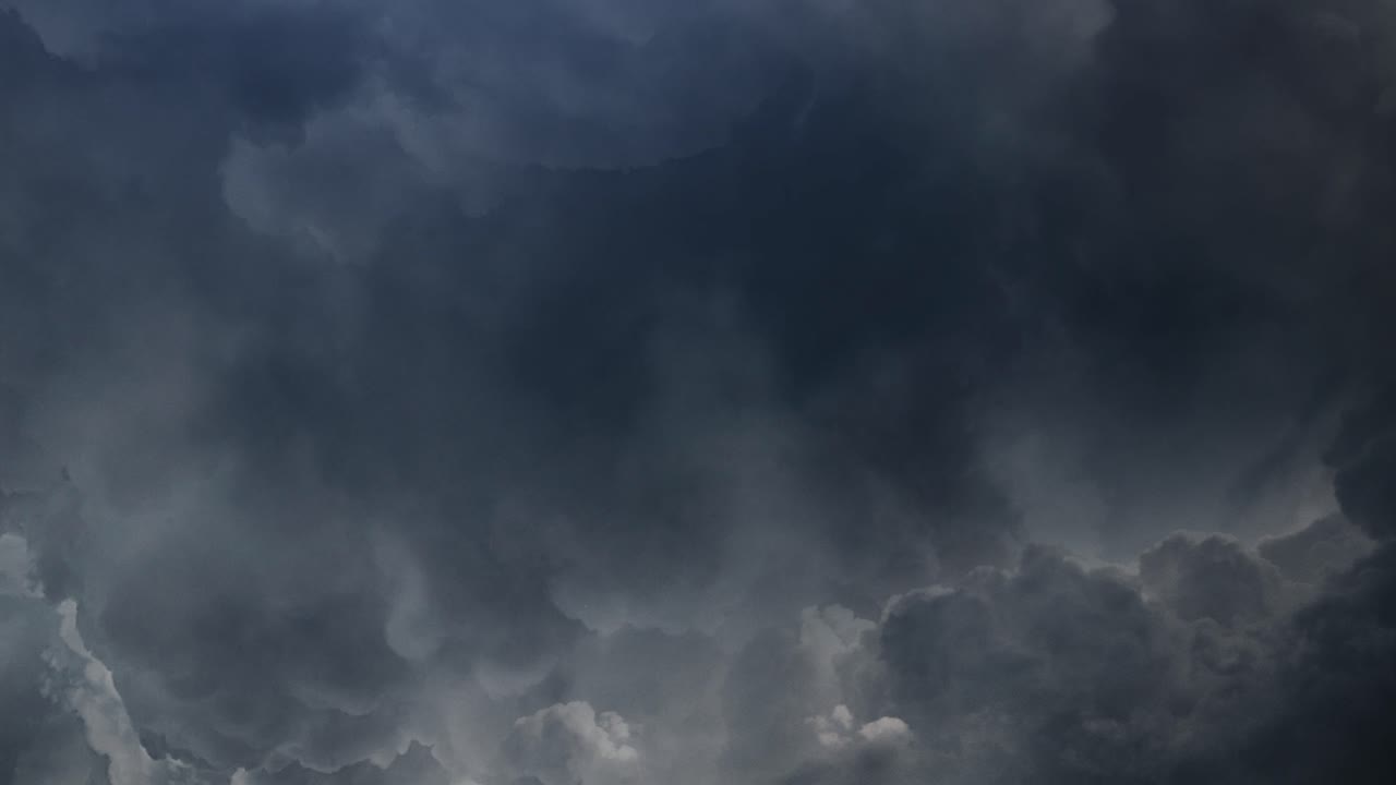thunderstorm, dark clouds moving in the sky with lightning flashes 4K