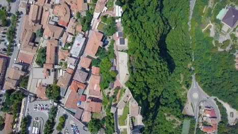 beautiful top view of the fortress of guaita on monte titano overlooking the city of san marino. aerial