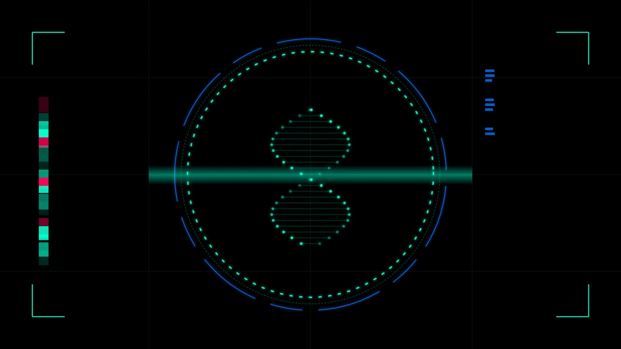 Digital DNA Strand Scanning in Futuristic HUD Interface