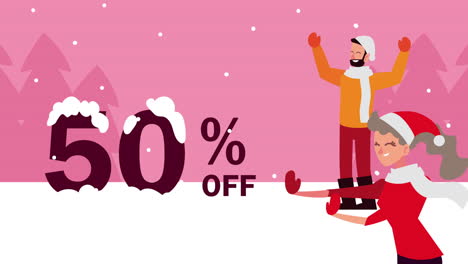 winter sale featuring happy couple