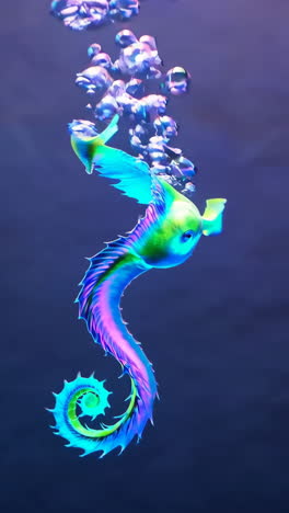 vibrant seahorse with bubbles underwater