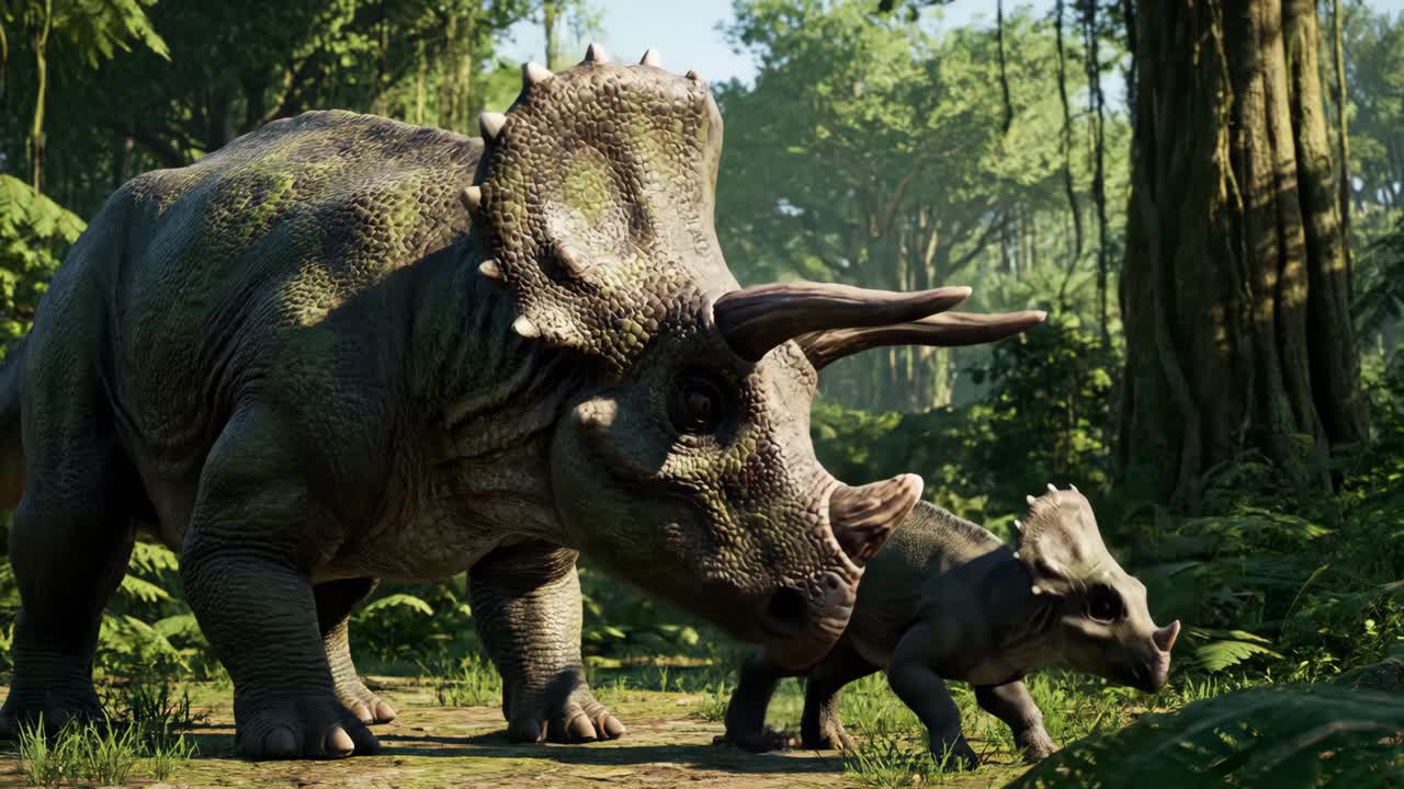 Triceratops in a Lush Forest