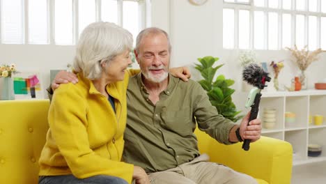 Senior Couple Vlogging at Home