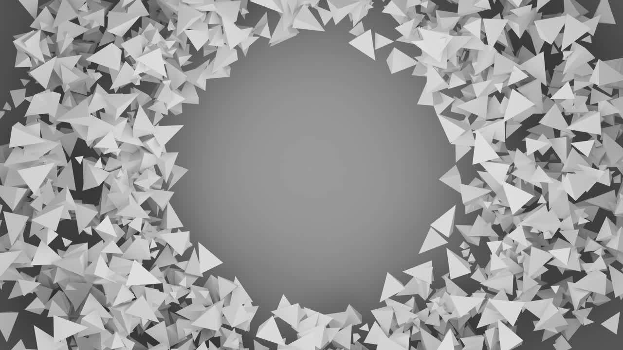 animación 3d en blanco y negro con un marco redondo vacío