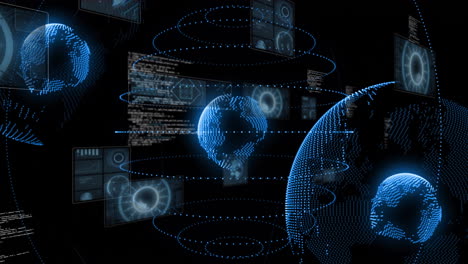 animation of globes over data processing