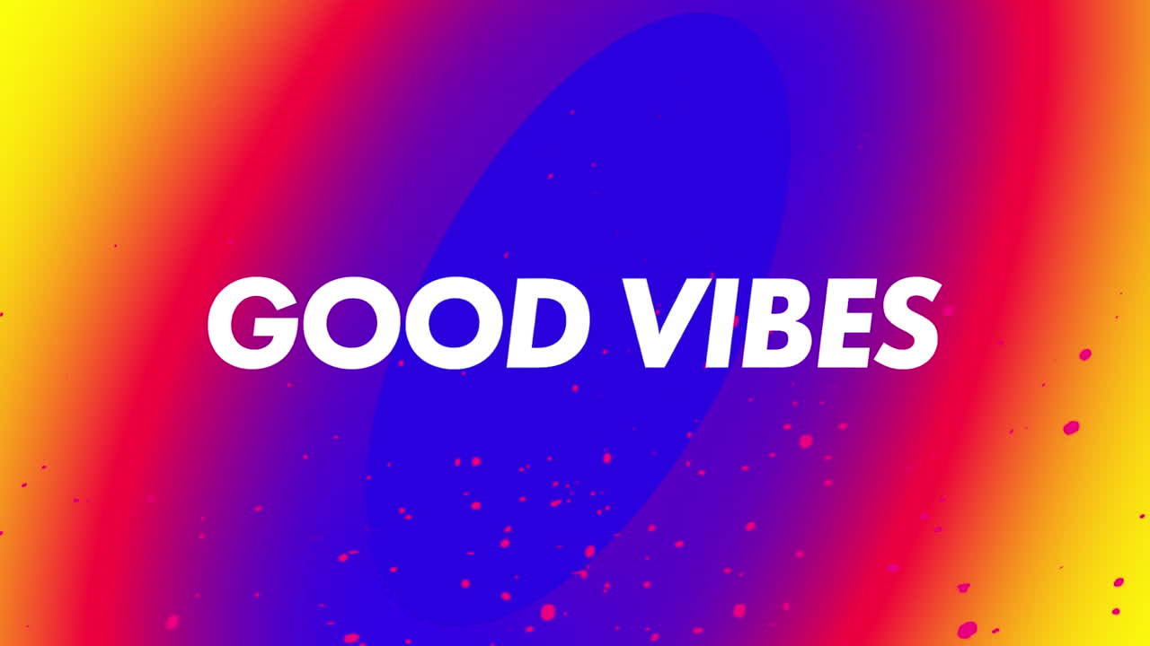 animación de buenos ritmos texto sobre formas en fondo azul