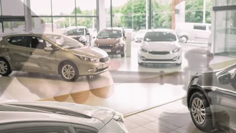 animación digital de los coches expuestos en la sala de exposición 4k