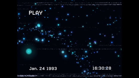 animación de interferencia de fallo sobre puntos brillantes en fondo negro