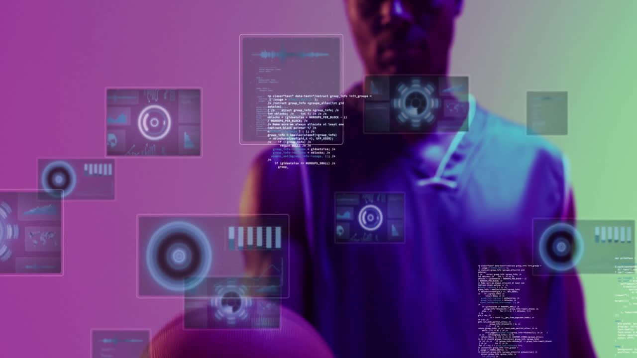 animación de estadísticas y procesamiento de datos sobre el jugador de baloncesto afroamericano