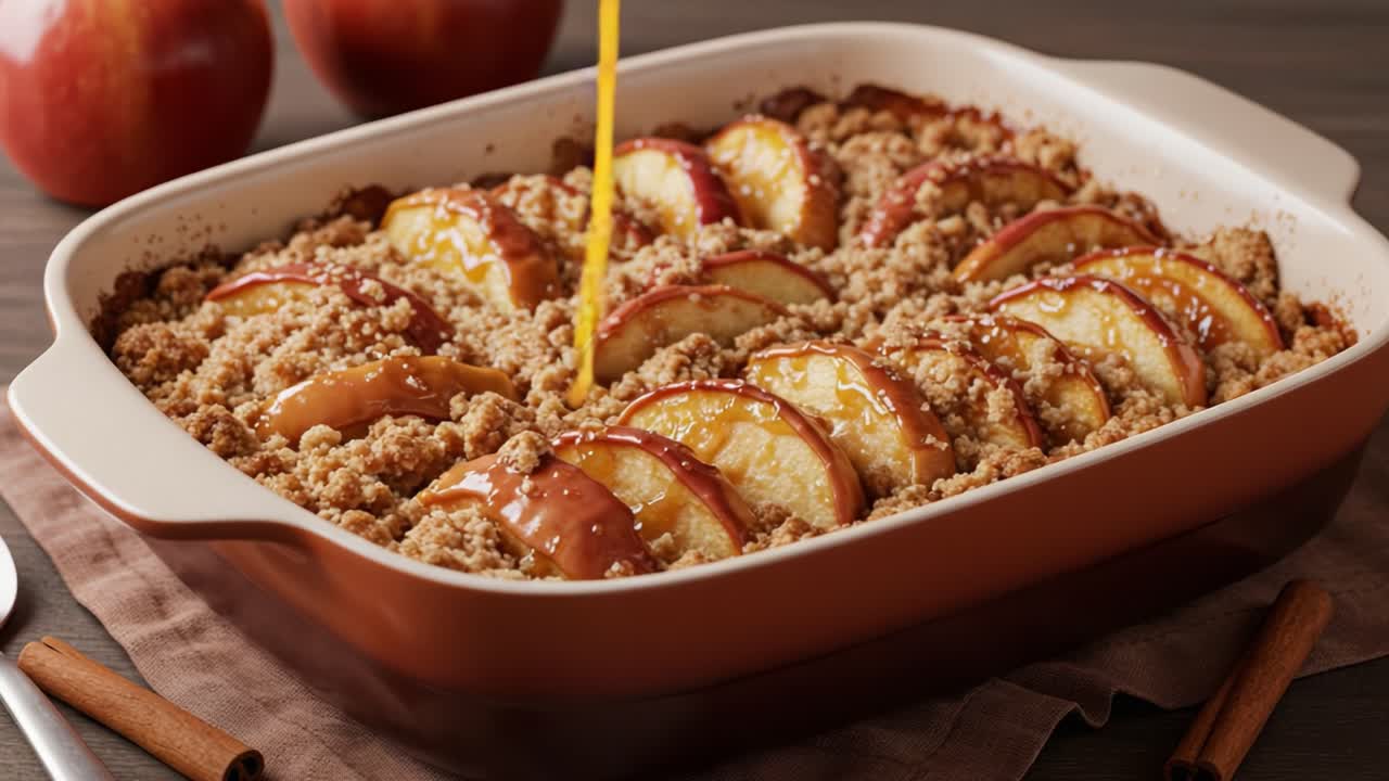 Caramel Drizzle on Apple Crumble