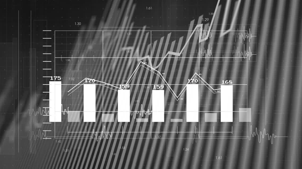 grid appearing starting bars updating, line redrawing and waves flickering for data visualization