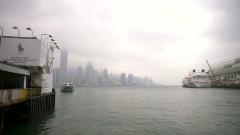 hong kong ferry and skyline