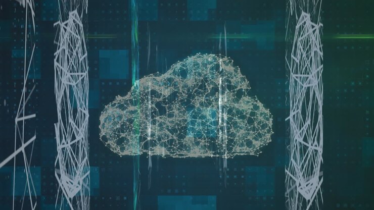 Cloud icon against blue background