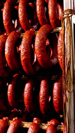hanging smoked sausages