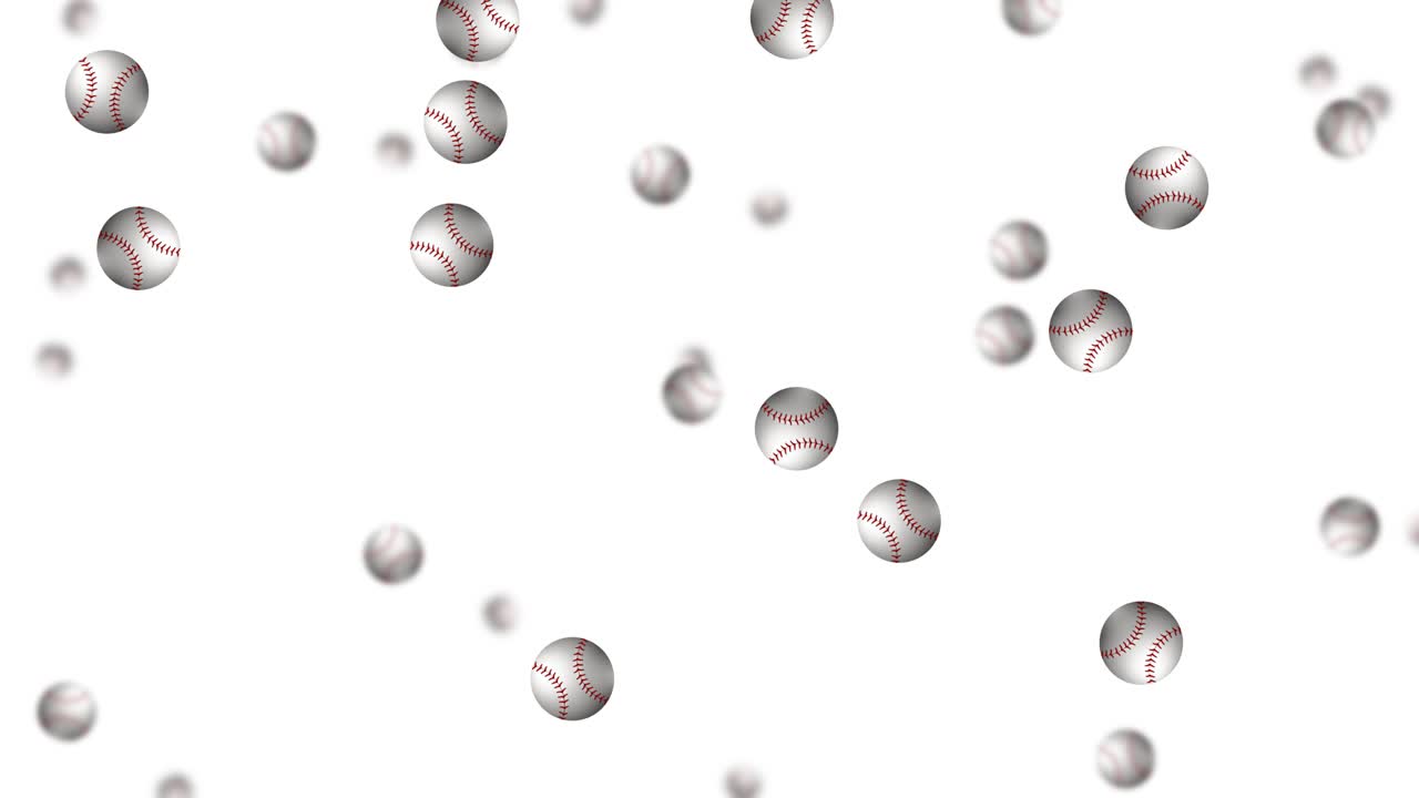 las pelotas de béisbol caen contra fondos blancos, negros y verdes