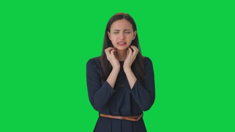 Sick-Indian-girl-having-tooth-pain-Green-screen