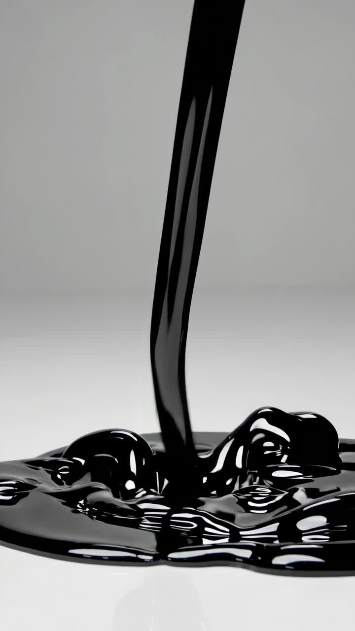 Black Liquid Pouring and Splashing