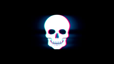 face skull symbol on glitch retro vintage animation.