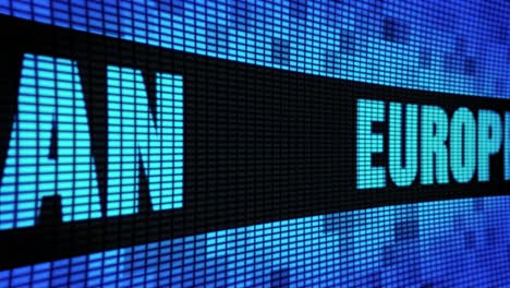 european displayed on a led screen