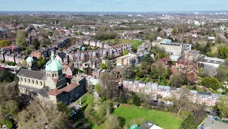 highgate high street north london uk panning drone aerial