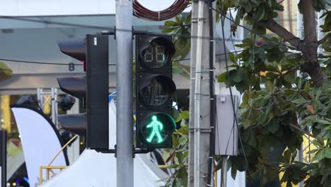 traffic light changes from walk to stop signal