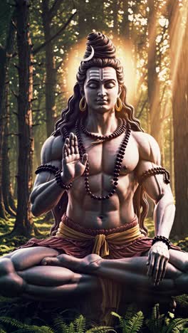 lord shiva in a forest setting